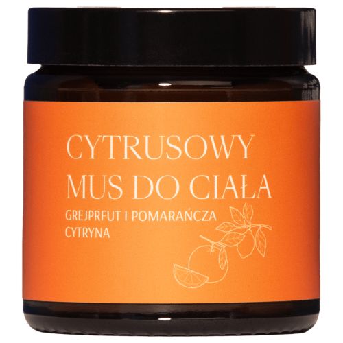 Cytrusowy mus do ciała z olejkami cytrynowym, grejpfrutowym i pomarańczowym.