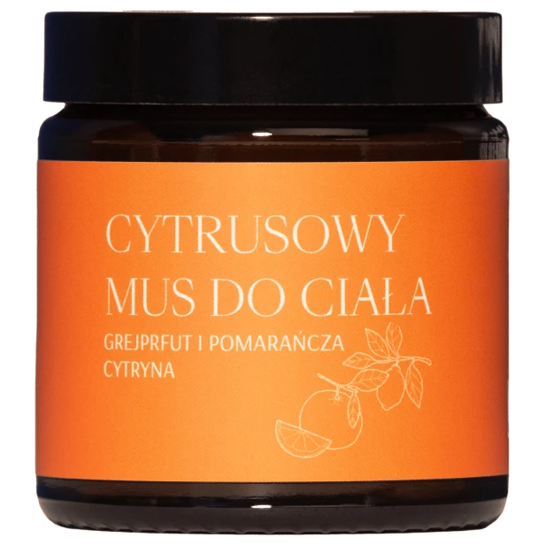 Cytrusowy mus do ciała z olejkami cytrynowym, grejpfrutowym i pomarańczowym.