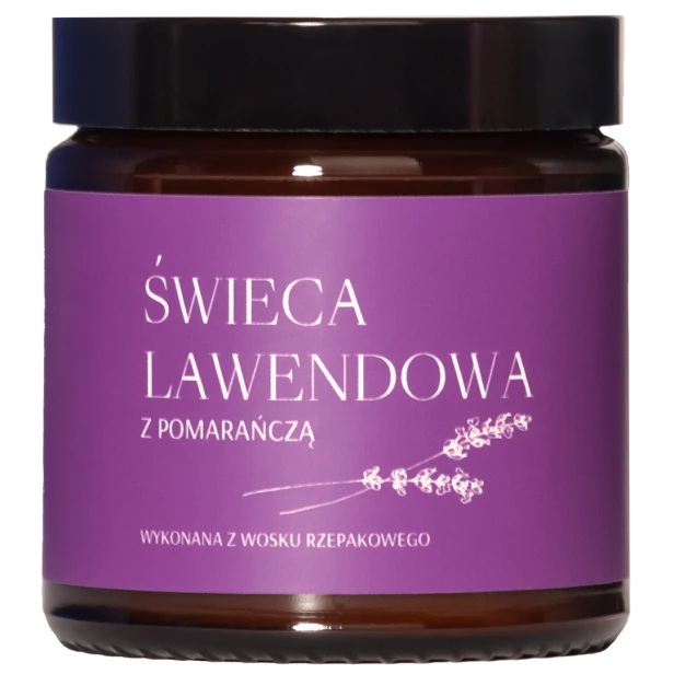Świeca o zapachu lawendy i pomarańczy – relaks i świeżość.