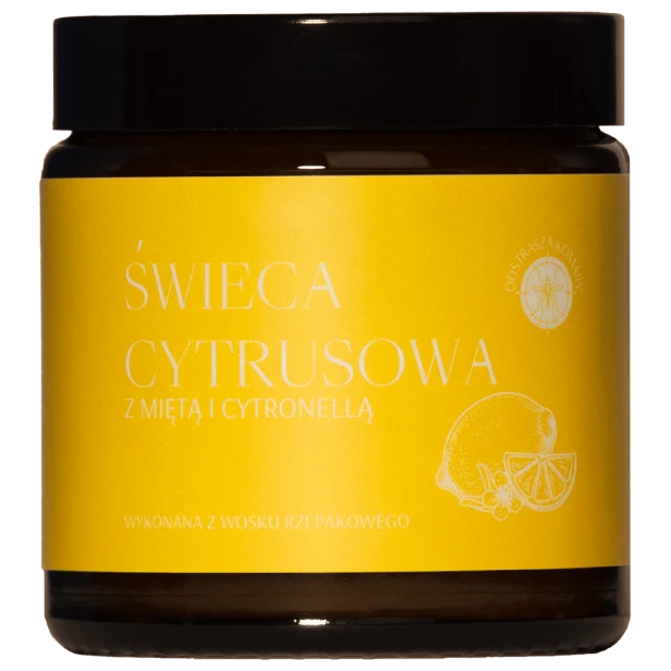 Świeca o zapachu cytrusów – świeżość i naturalna ochrona.